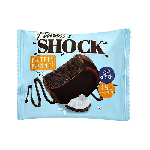 FitnesShock брауни Кокосовый пирог в молочной глазури, 50 гр